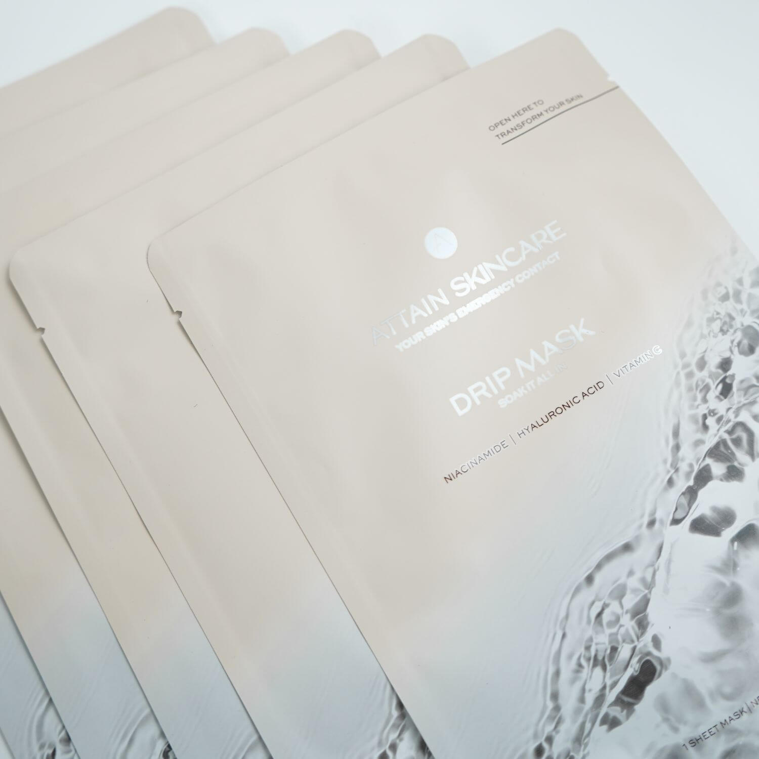 Attain DRIP Mask – Biodegradable Hydrating and Brightening Facial Sheet Mask